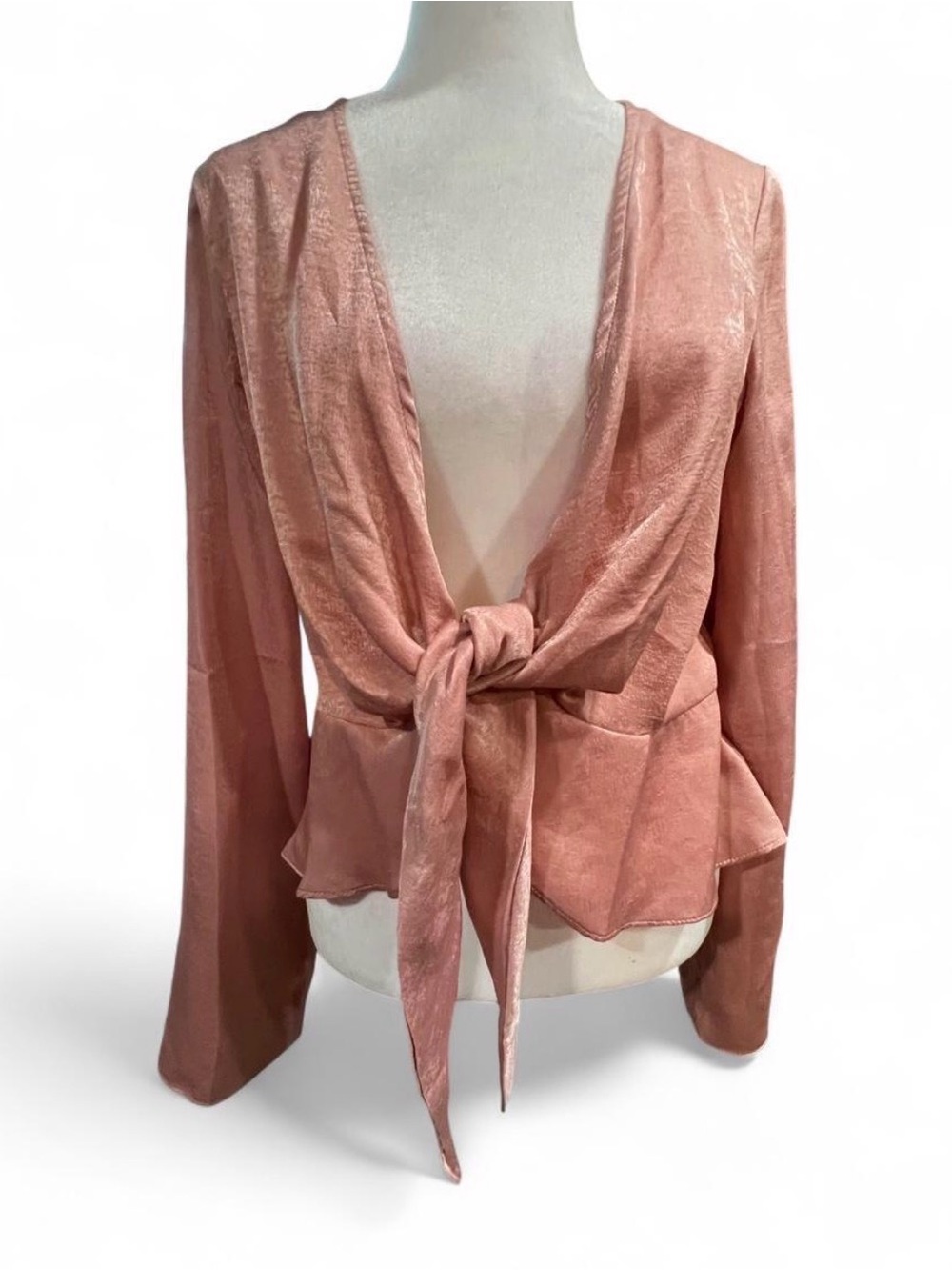 Tie-Front Blouse in Dusty Rose